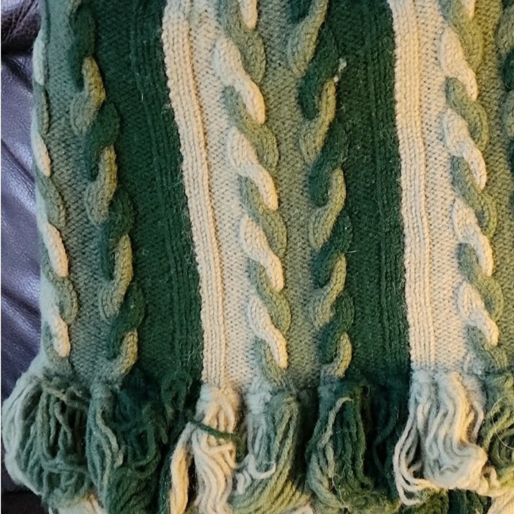 Avocado & Olive Shades of Green Crochet Afghan with Fringe
